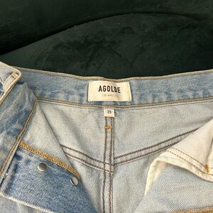 Agolde Women’s Denim Distress Shorts in Light Blue